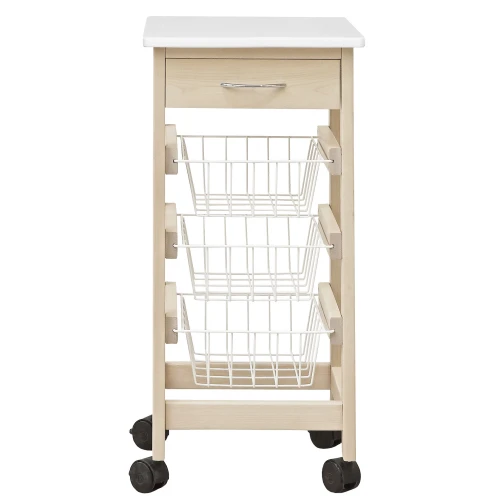 Тумба с ящиком и корзинами белый/лак