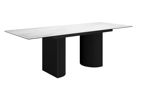 Стол DikLine IKD160 Керамика Carrara Gloss (мрамор глянец белый)/подстолье черное (2 уп.)