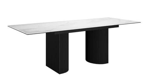 Стол DikLine IKD160 Керамика Carrara Gloss (мрамор глянец белый)/подстолье черное (2 уп.)
