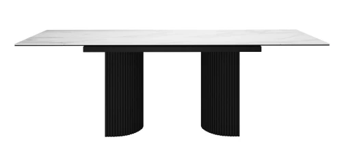 Стол DikLine IKD160 Керамика Carrara Gloss (мрамор глянец белый)/подстолье черное (2 уп.)