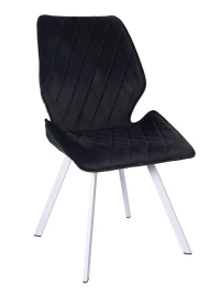 DC230 Стул мягкий, ЧЕРНЫЙ#M420-48 велюр, каркас металл, белый КВАДРАТ