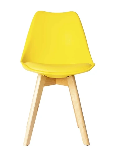 GH608/DC608 Стул пластиковый мягкий, ЖЕЛТЫЙ экокожа, каркас бук