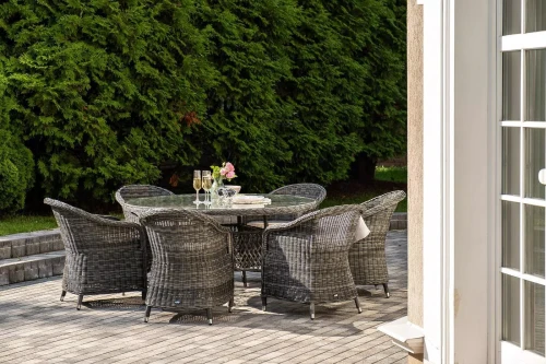 "Эспрессо - 150 R" обеденная группа плетеная, цвет графит