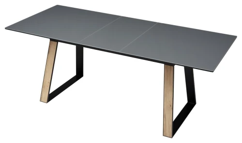 Стол Франк 160 ГРАФИТ, стекло / ДУБ ГАЛИФАКС-ЧЕРНЫЙ, М-City