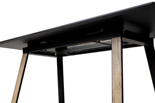 Стол Франк 160 ГРАФИТ, стекло / ДУБ ГАЛИФАКС-ЧЕРНЫЙ, М-City