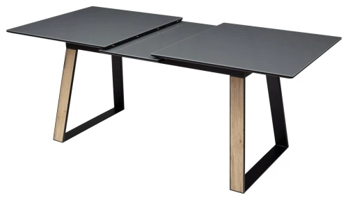 Стол Франк 160 ГРАФИТ, стекло / ДУБ ГАЛИФАКС-ЧЕРНЫЙ, М-City