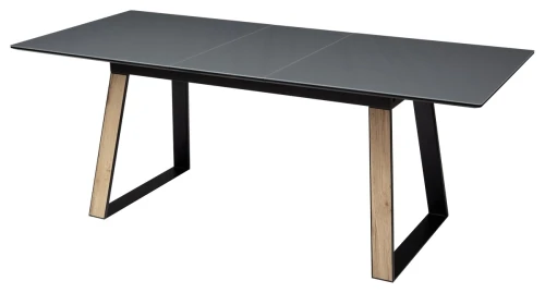 Стол Франк 160 ГРАФИТ, стекло / ДУБ ГАЛИФАКС-ЧЕРНЫЙ, М-City