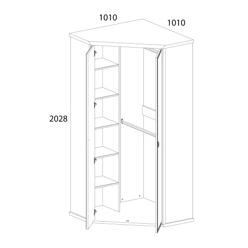 Шкаф угловой 2D, MAGELLAN, цвет Сосна винтаж