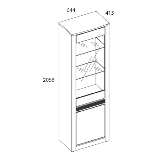 Шкаф с витриной 1V1D, RICHE ESTA, цвет дуб артисан