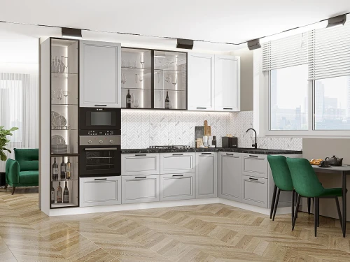 Кухонный гарнитур Нео-04 White Silk/Grey Silk Белый