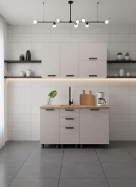 Кухня МК Аленушка 1,4м с ящ. Лаванда Кашемир,скоба черный,сонома