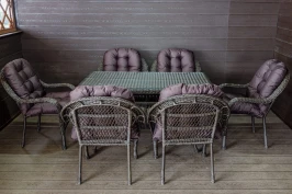 Садовый комплект мебели из искусственного ротанга Мэдисон НЬЮ (Medison NEW) 6 кресел + стол с подушками на сидение и спинку