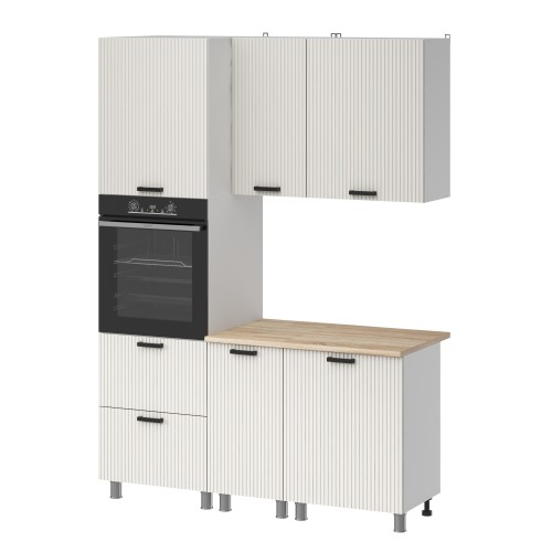 Готовая кухня МК Аленушка 1,6м ПД Лотос Молочный,скоба антрацит,сонома