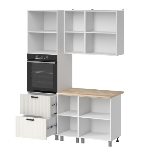 Готовая кухня МК Аленушка 1,6м ПД Лотос Молочный,скоба антрацит,сонома