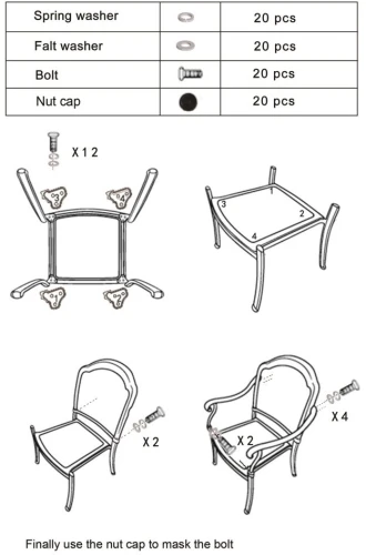 Комплект мебели из литого алюминия Delhi 145