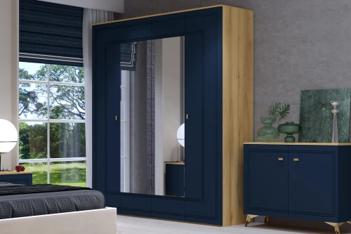 Шкаф 4-х дверный Вега Сапфир синий