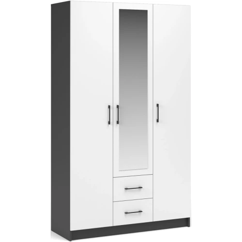 Шкаф «Чикаго» 3д2ящ (с зеркалом) Антрацит/Белый