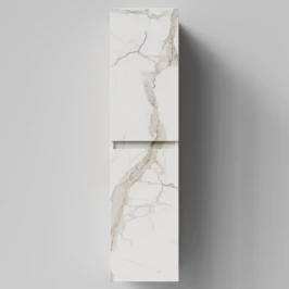 Пенал Бест 35 (2 двери) подвесной, Мрамор Белый натур милк ПВХ 2537, левый