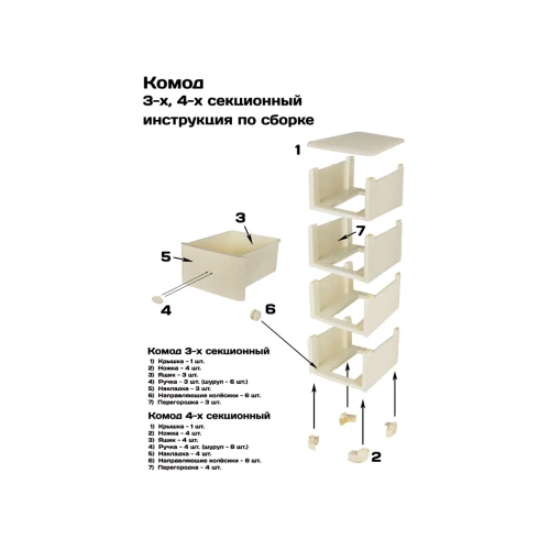 Комод 3-х секционный «Плетёнка» слоновая кость