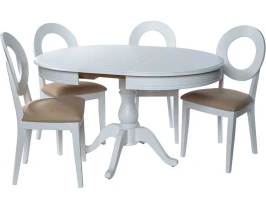 Обеденная группа (Стол Фабрицио-1 D 100 и 4 стула Коломбо-2), эмаль белая