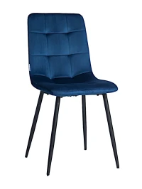 DC209 Стул мягкий, СИНИЙ#G62-49 велюр, каркас металл черный КРУГЛЫЙ