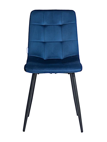 DC209 Стул мягкий, СИНИЙ#G62-49 велюр, каркас металл черный КРУГЛЫЙ