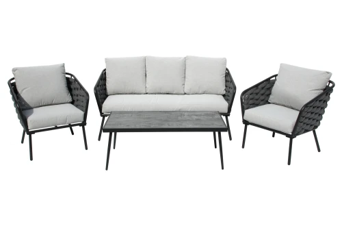 Набор мебели Фокси  арт.GS057 антрацит, серый 1 уп. (стол+2кресла+диван) "Garden story"