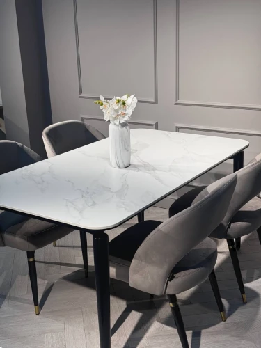 Стол обеденный Блум ART2922-160W, 160х90х75 см, белая керамика/черный