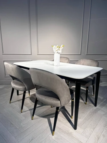 Стол обеденный Блум ART2922-160W, 160х90х75 см, белая керамика/черный