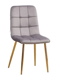 C919/DC809 Стул мягкий, ТЕМНО-СЕРЫЙ#h20 велюр, каркас металл золото КРУГЛЫЙ