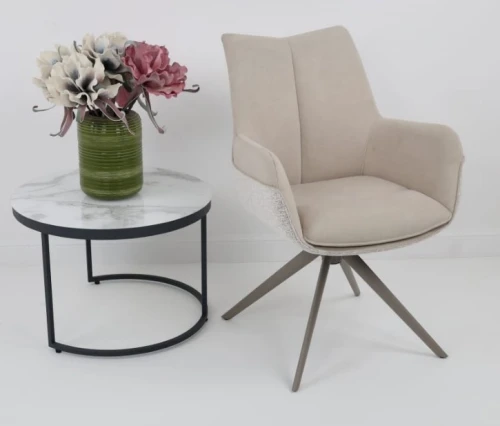 Стул PONTUS 360 град. поворот. RIELY-111 / PRESENT-120 Кремовый / Латте, ®DISAUR