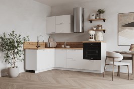 Готовая кухня КГ Угловой 1500*2250 (без пм) , Белый софт матовый  Арника РМ в.4