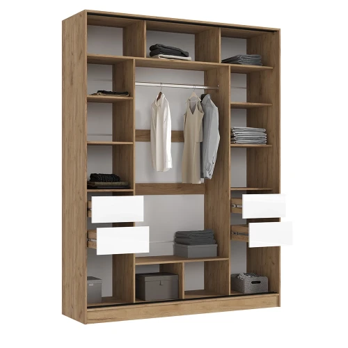 Шкаф-купе Роджина (1800), Дуб крафт, Белый глянец