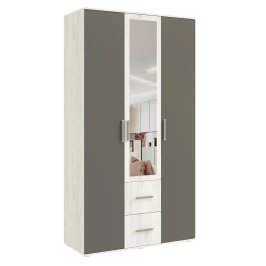 Шкаф трехстворчатый Фиеста (1200), Графит, Дуб Крафт белый