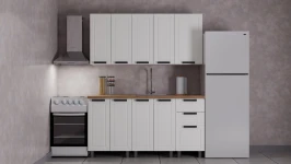 Готовый кухонный гарнитур ГК Аленушка 1,6м  Лилия Молочный/Молочный,скоба черный,сонома