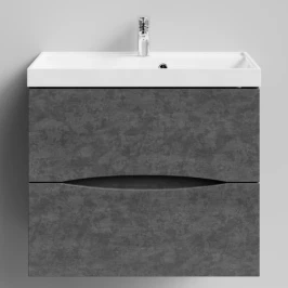 Тумба Лайт 70 подвесной, Серый камень ПВХ 57806 Vodok с раковиной в комплекте