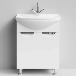 Тумба Лира 65 напольный, белый Vodok с раковиной в комплекте