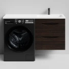 Тумба Смайл 120 подвесной, под стиральную машину, правая, Палисандр ПВХ 43101 Vodok с раковиной в комплекте