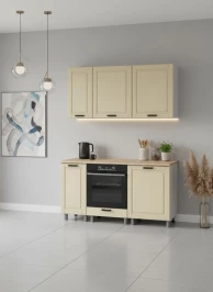 Готовый кухонный гарнитур МК Аленушка 1,6м в.6 Астра Крем,скоба черный,сонома