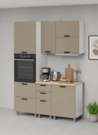 Готовый кухонный гарнитур МК Аленушка 1,6м ПД 2 Орешник Матовый Вижен,скоба черный,сонома