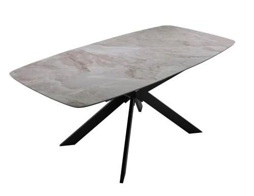 Стол DikLine BK140 Керамика Italian Grey (глянец серый)/подстолье черное/опоры черные