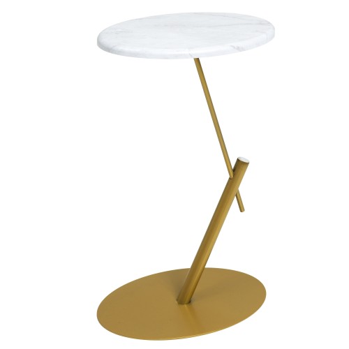 Стол приставной овальный МеталлАрт М015 белый мрамор/золото