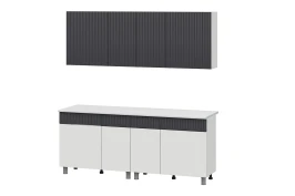 Кухонный гарнитур София 2м, Белый, Бланж, Графит матовый, Гранит белый