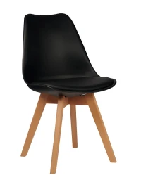 GH608/DC608 Стул пластиковый мягкий, ЧЕРНЫЙ экокожа, каркас бук