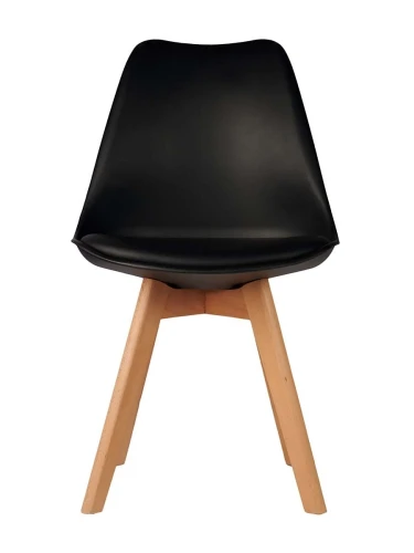 GH608/DC608 Стул пластиковый мягкий, ЧЕРНЫЙ экокожа, каркас бук