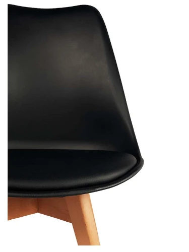 GH608/DC608 Стул пластиковый мягкий, ЧЕРНЫЙ экокожа, каркас бук