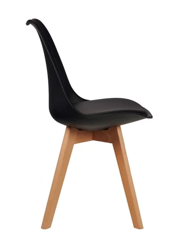 GH608/DC608 Стул пластиковый мягкий, ЧЕРНЫЙ экокожа, каркас бук