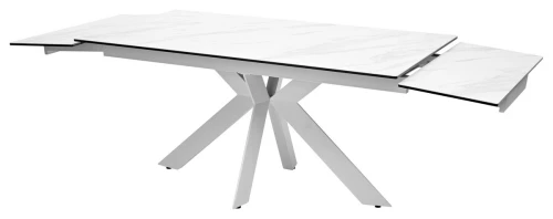 Стол BELLUNO 160 MARBLES KL-99 Белый мрамор матовый, итальянская керамика/ белый каркас, ®DISAUR