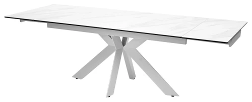 Стол BELLUNO 160 MARBLES KL-99 Белый мрамор матовый, итальянская керамика/ белый каркас, ®DISAUR