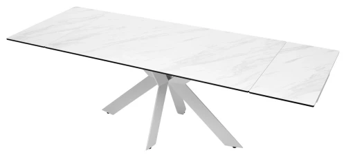 Стол BELLUNO 160 MARBLES KL-99 Белый мрамор матовый, итальянская керамика/ белый каркас, ®DISAUR